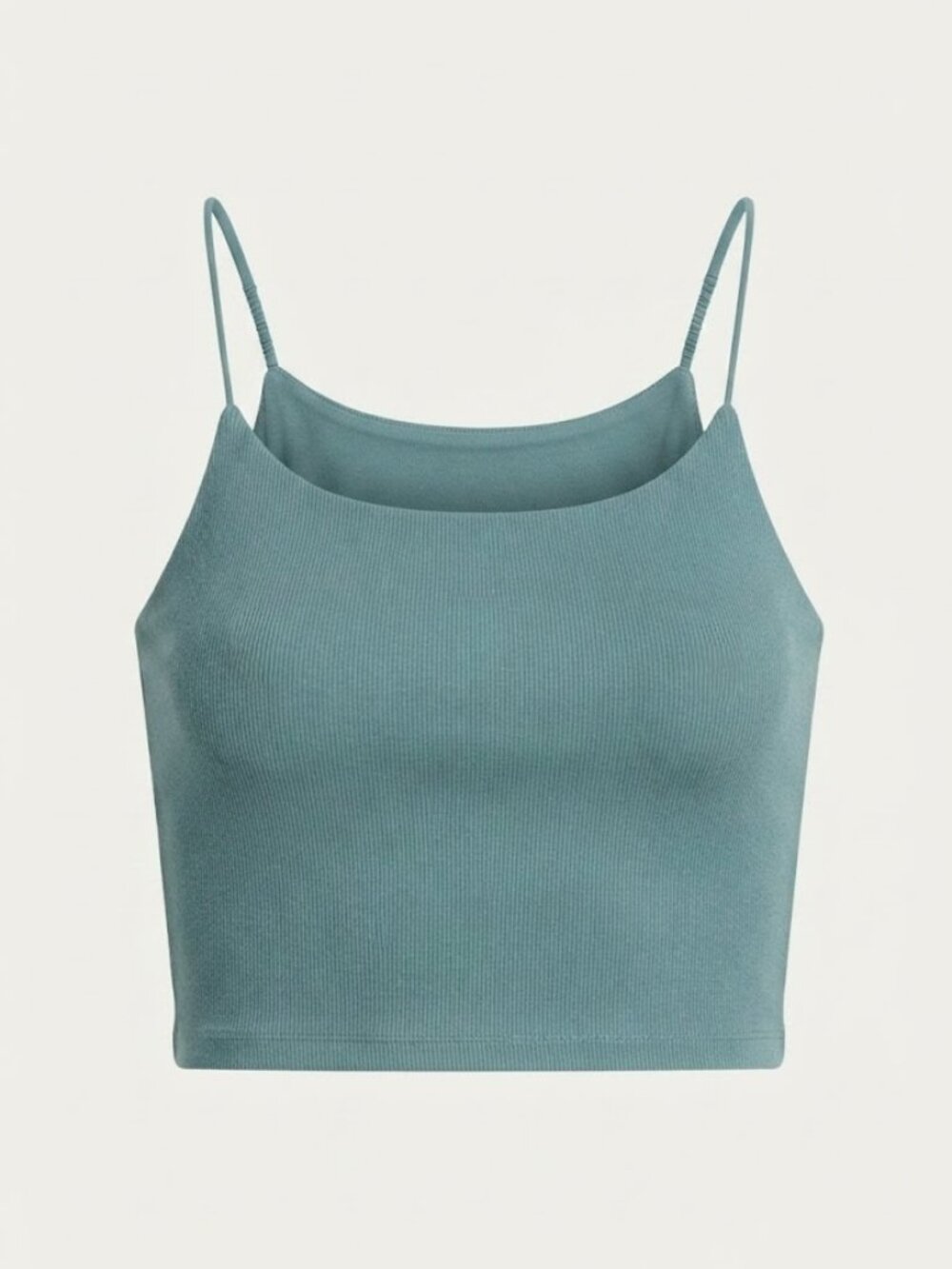 Round Neck Spaghetti Straps Rib Knit Cropped Top